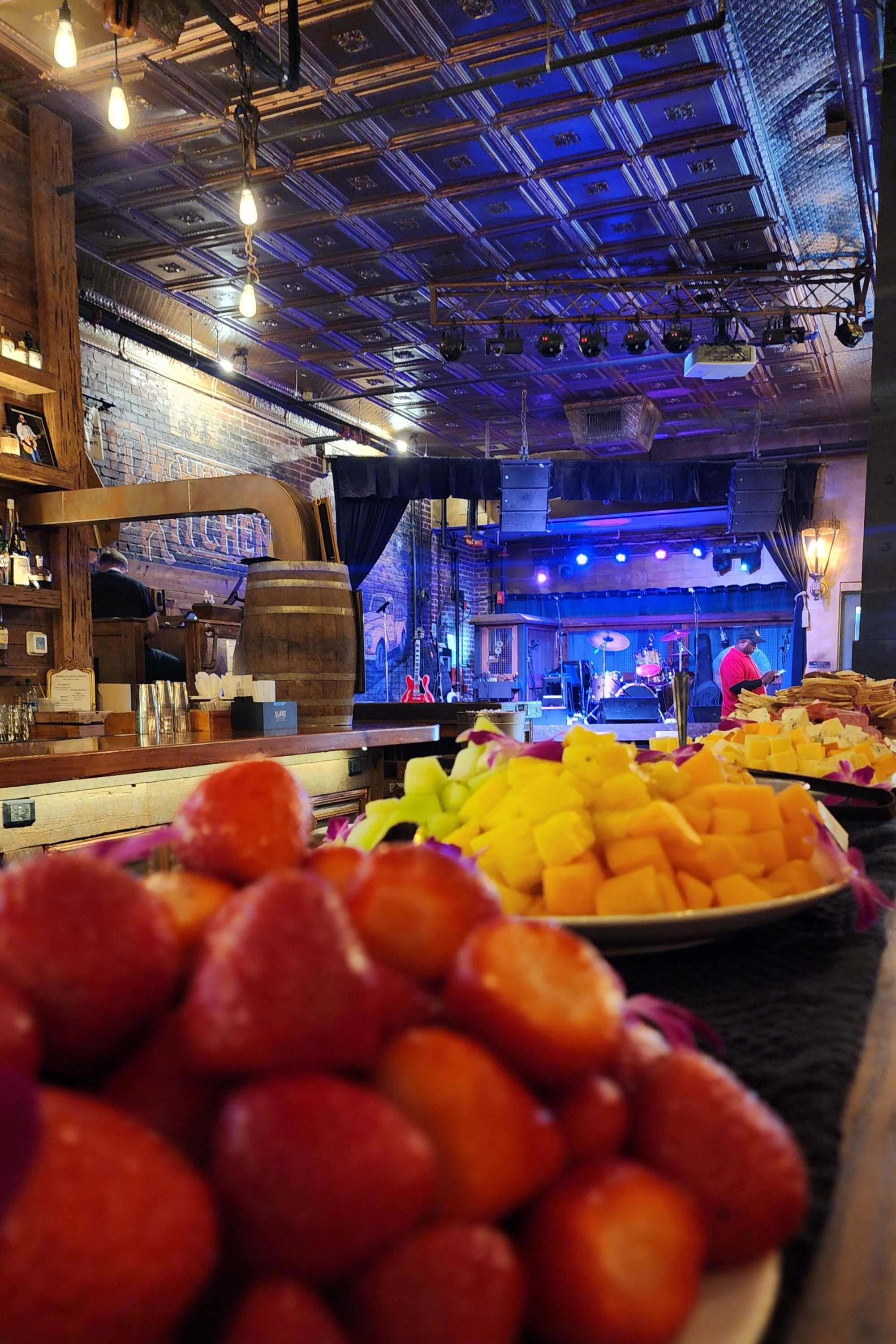 food table with bar view